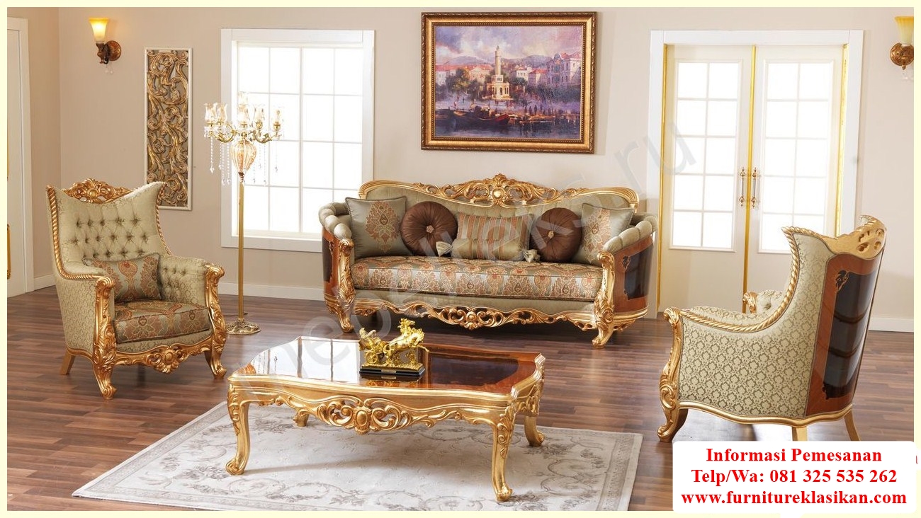 Sofa Ruang Tamu Ukir Gold Mewah